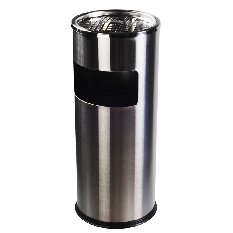 CosmopolitanFurniture Cylinder Trash Bin Smoking Urn with Metal Ashtray